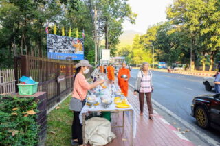 alms offering & temple hopping in chiang mai, alms offering in chiang mai, chiang mai almsgiving tour, morning alms to monks tour in chiang mai, monks alms offering tour in chiang mai, chiang mai sunrise tour, doi suthep sunrise tour